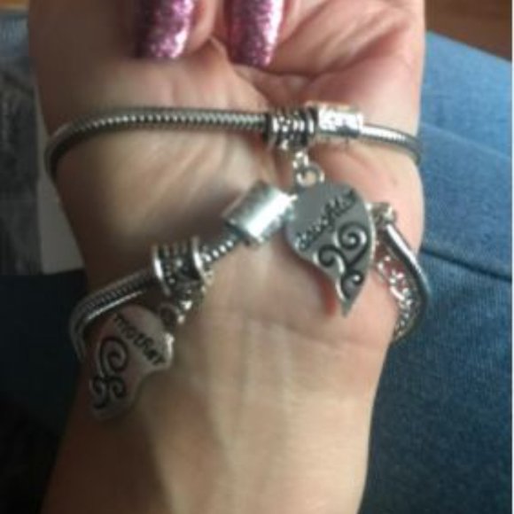 Mother Daughter Bracelet Set, Silver Tone, Family - Picture 2 of 4